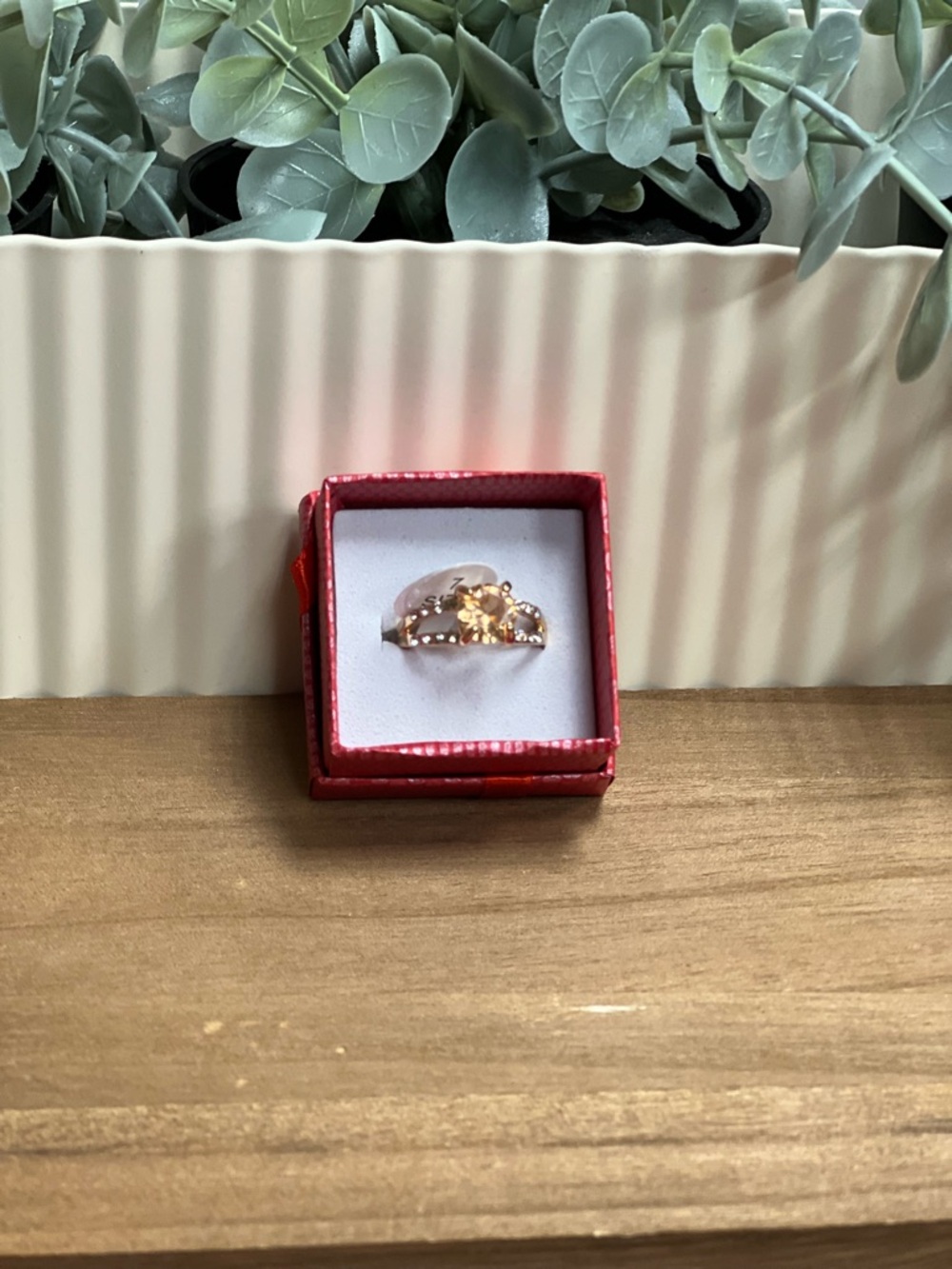 Gold-Tone Floral Crystal CZ Ring